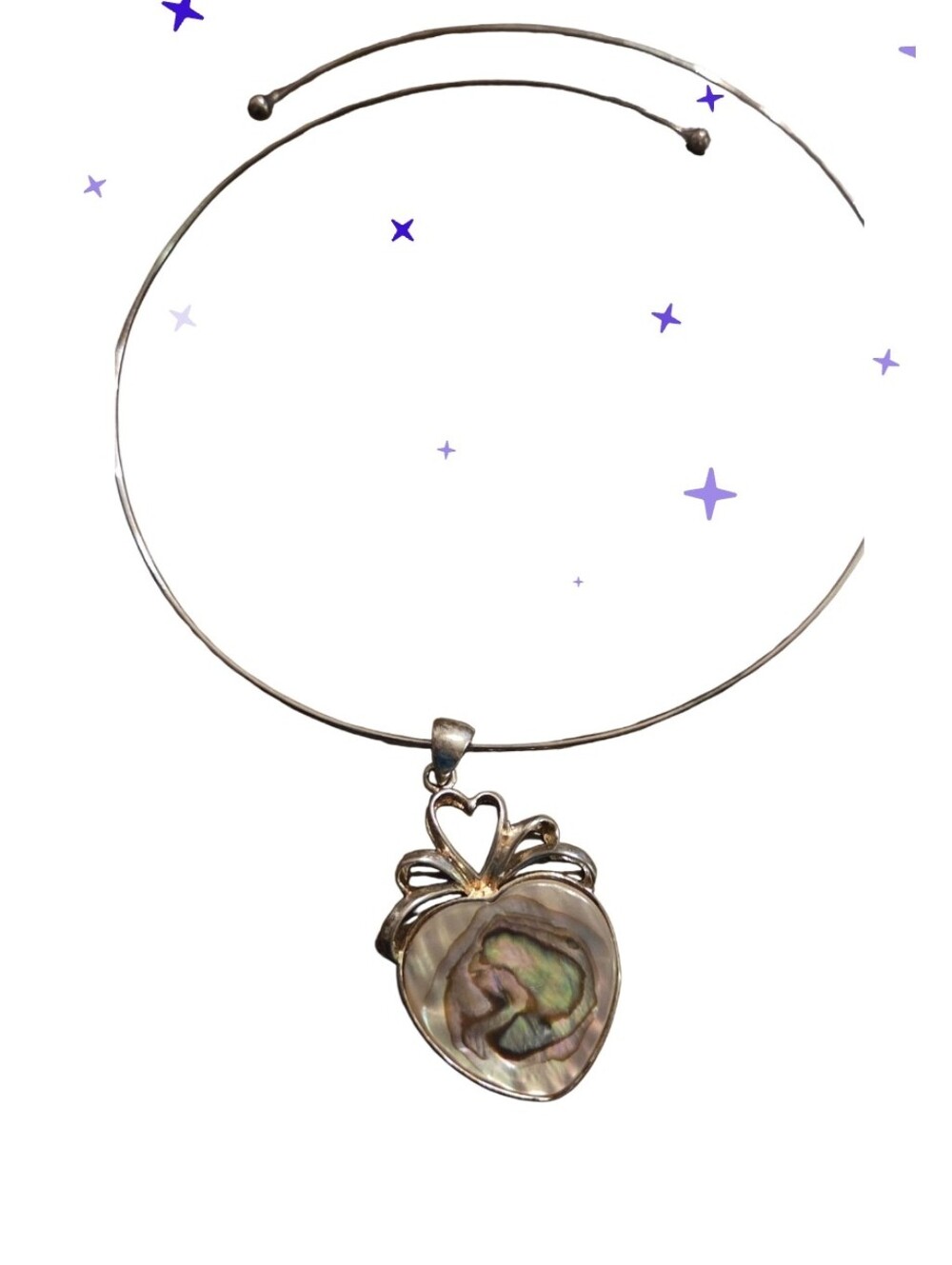 Silver Heart Abalone Pendant Necklace - Women Jewelry